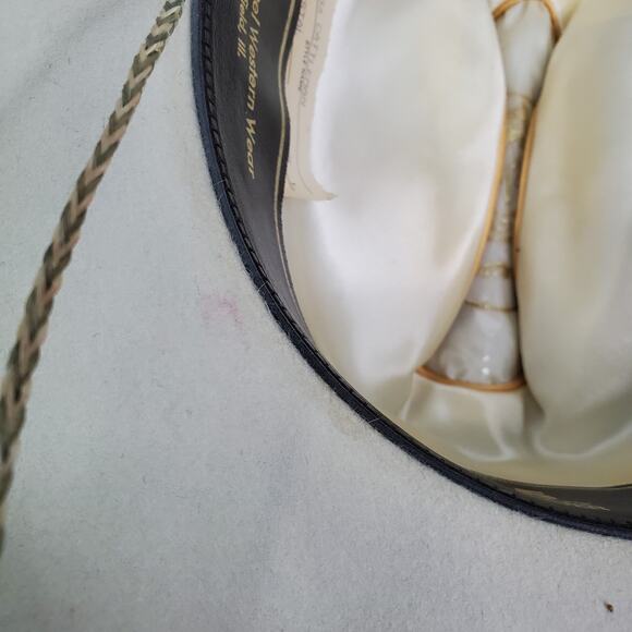 RESISTOL Cowboy Hat 6 7/8 5X Beaver Crystal White Cattleman Western A5036 L oval - Picture 5 of 16